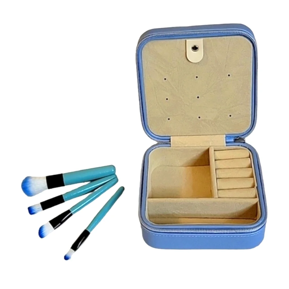 NEW - BWT Travel Jewelry Case with Make-Up Brush Set